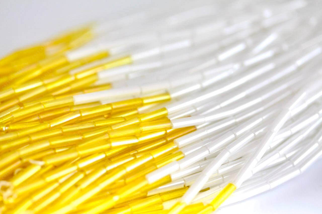 Пучки стеклярусу White+Citrine AB 6mm прямий